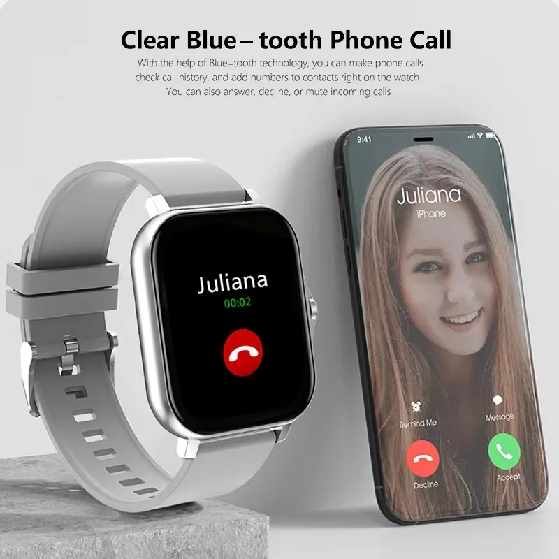 1.83'' Waterproof Smart Watch with Message Answer Call Sleep Monitoring Sports Pedometer Information Alerts For iPhone Android 5