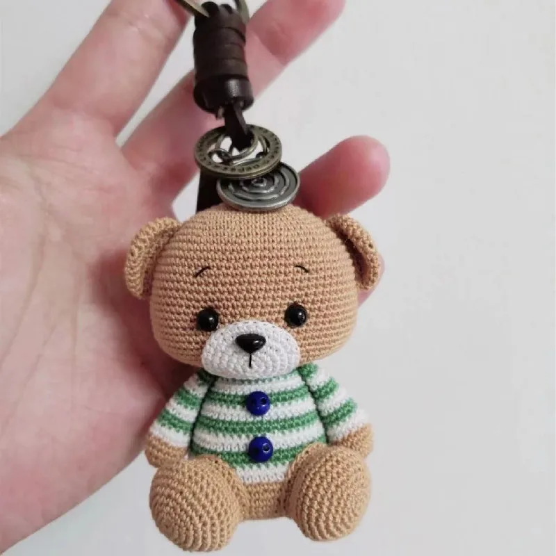 2pcs/Handmade crochet cute bear pendant, animal keychain, crossbody packaging accessories, exquisite and beautiful workmanship