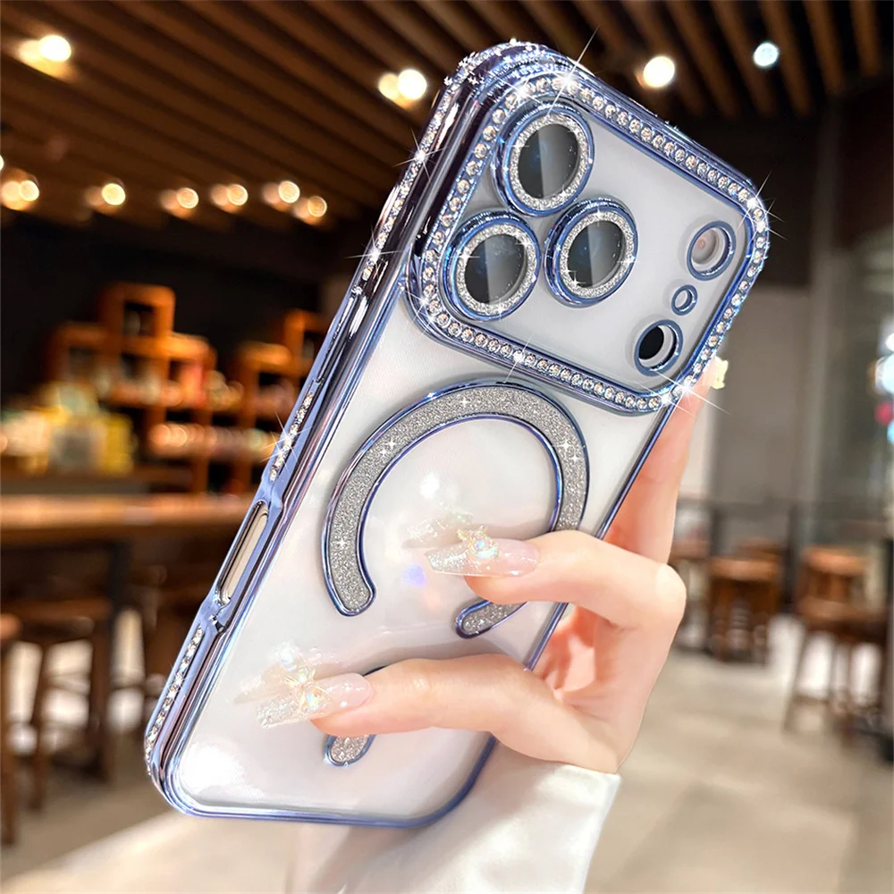 Luxury Glitter Diamond Bling Magnetic Shockproof Clear Case