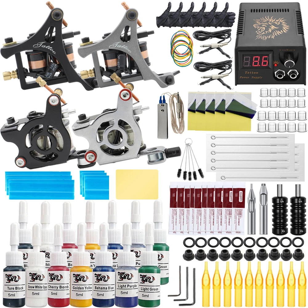 Beperkt gips Netto Compleet Tattoo Kit Coil Tattoo Machine Set Tattoo Voeding Naalden Professionele  Tattoo Machine Kit Voor Beginner Starter| | - AliExpress