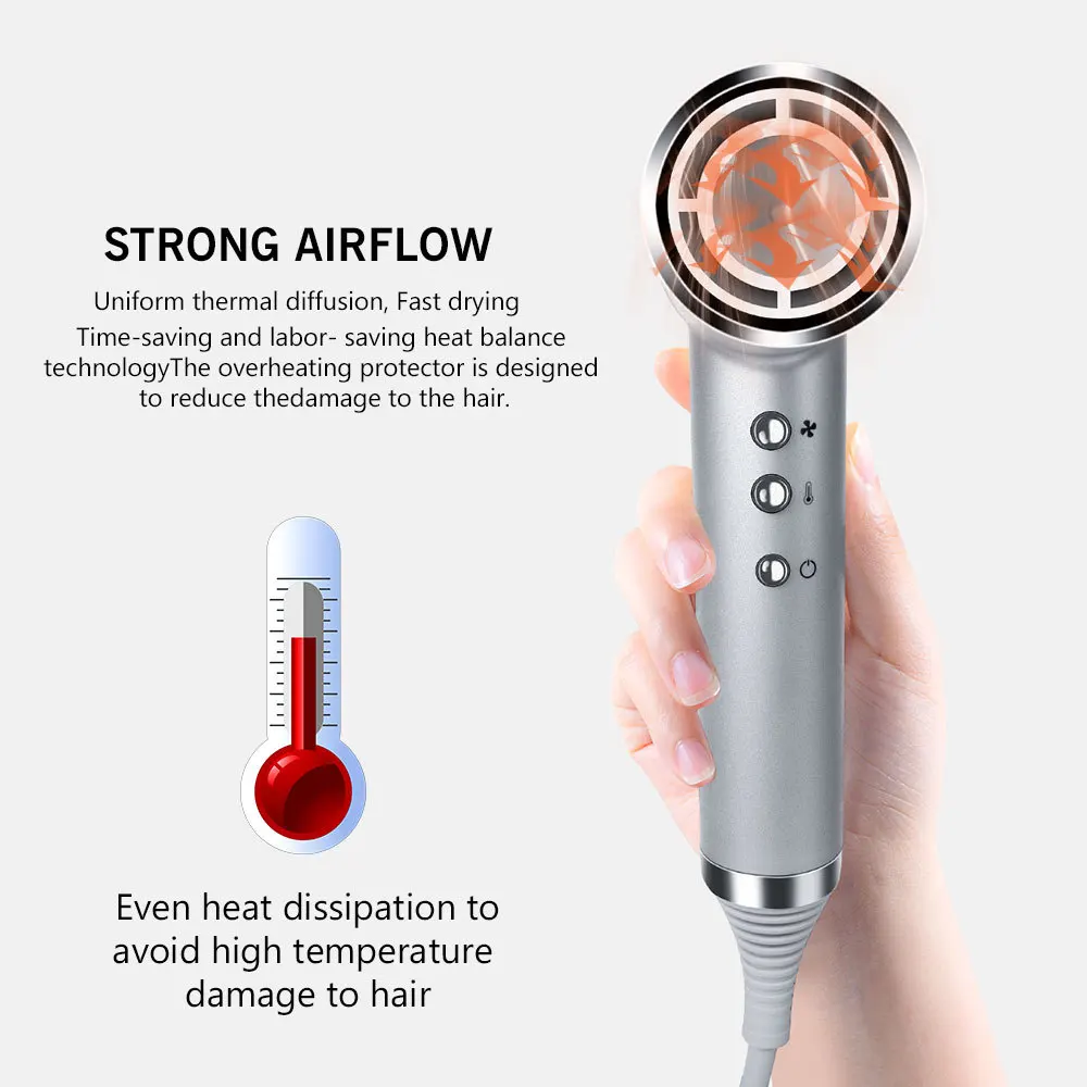 Profissional forte potência secador de cabelo 1800w para cabeleireiro  barbeiro secador de cabelo escova luz azul ferramentas do salão de beleza  f35 - AliExpress