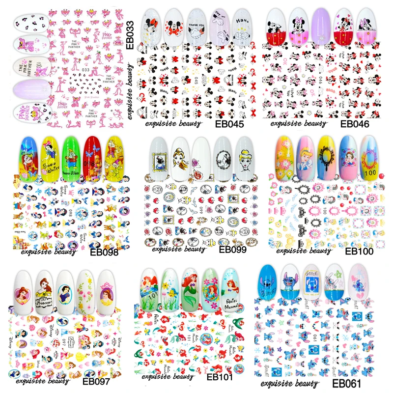 

50PCS Disney Kids Anime Nail Stickers Mickey, Minnie, Pins, Pink Panther, Mickey Mouse, Donald Duck Art Nail Art Decal Sticker