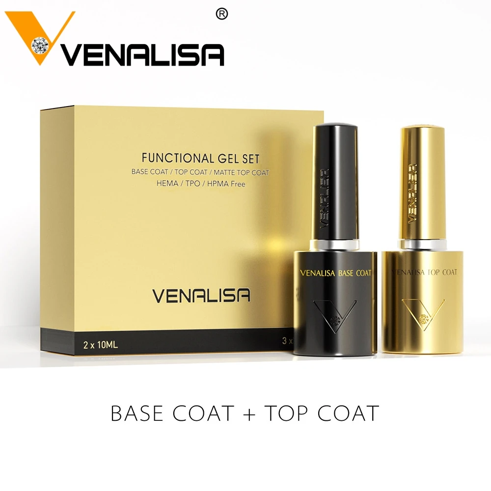 Venalisa 10ml Nail Gel Polish Kit - Ultra Tempered Long Wear Matte Top Coat & Base