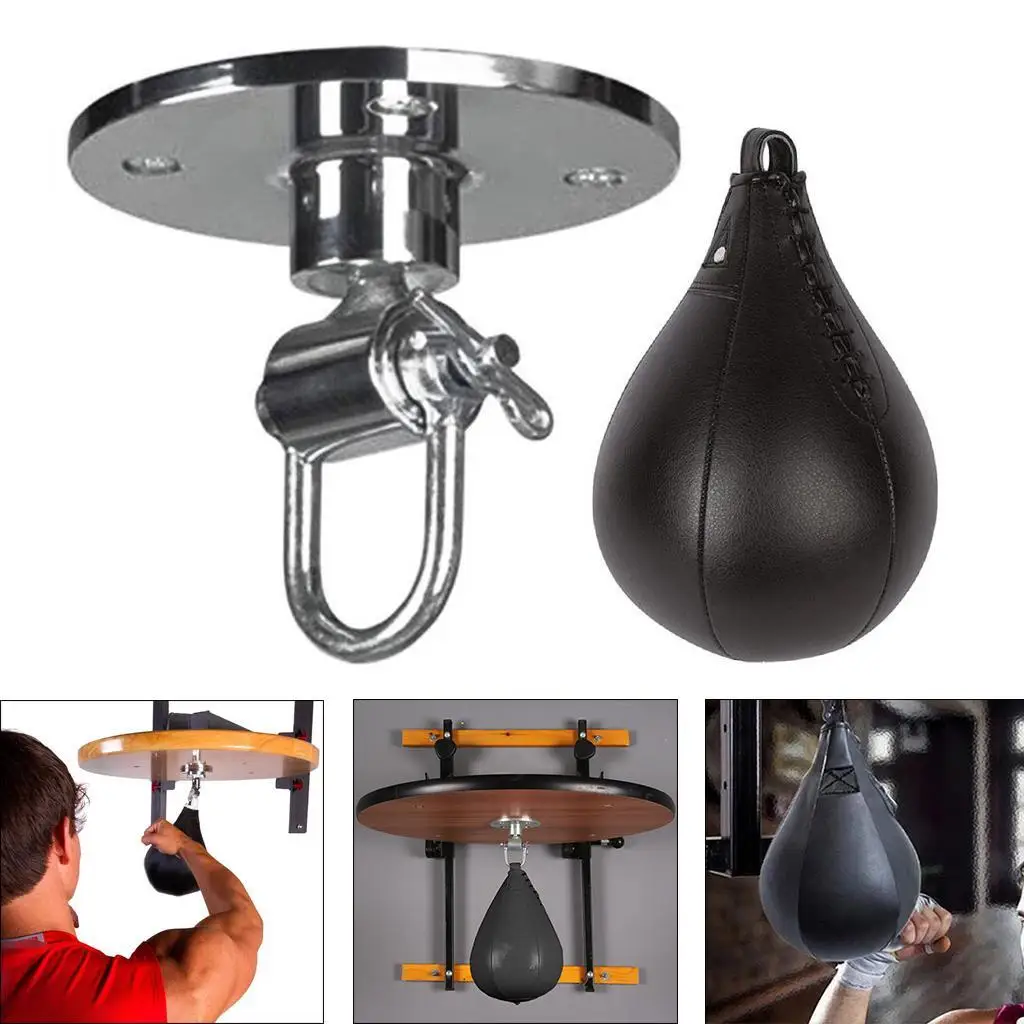 Pear Boxing Training Speedbag Heavy Duty PU Leather Hanging Swivel Punch Ball Speedball for Boxing MMA Muay Thai Fitness Workout