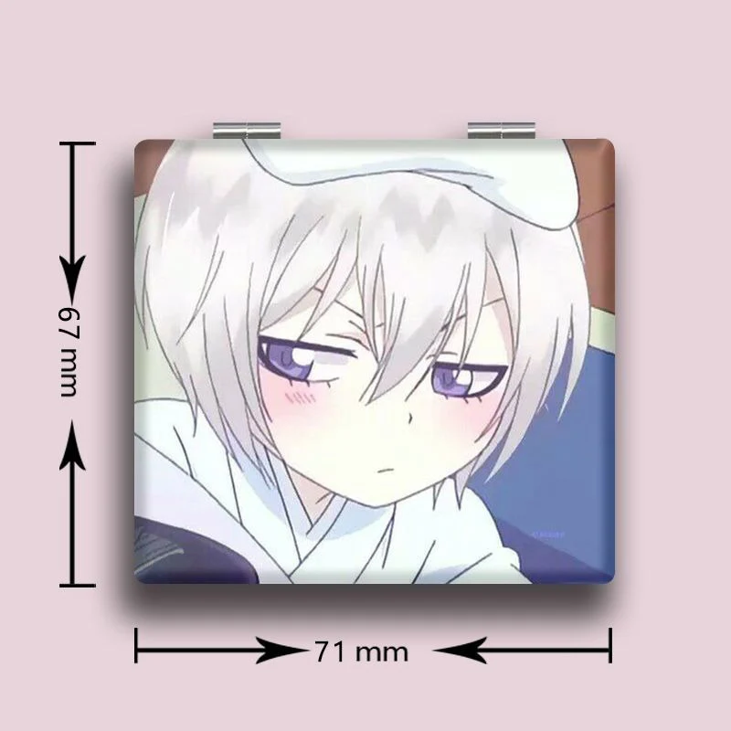 7x6cm Folding Double-sided Makeup Mirror Portable Travel Mini Light Magnifying Square Kamisama Love Anime Cute Girls Kids