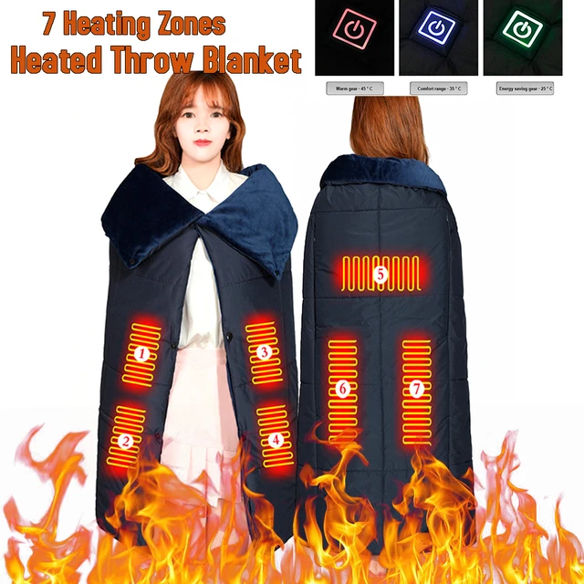 7 Heating Zones Electric Heating Blanket Warm Heated Shawl 3-speed Adjust  Temperature Winter Large 120x98cm Winter Keep Warm Pad - AliExpress