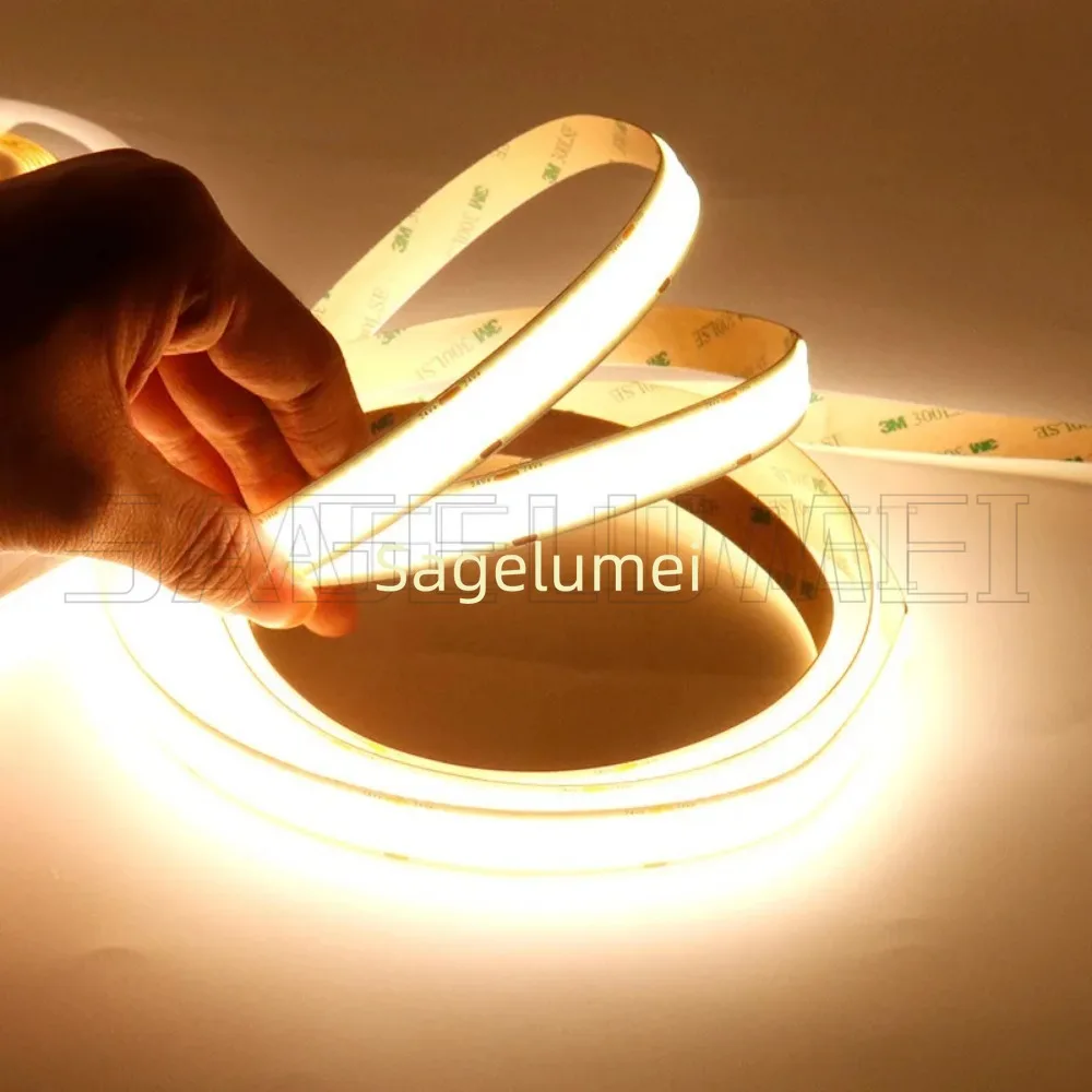 슈퍼 브라이트 DC24V 5M 960LEDs/m COB LED 스트립 라이트 슈퍼 브라이트 3000/4000/6000K 고밀도 유연한 RA90 LED 조명 테이프