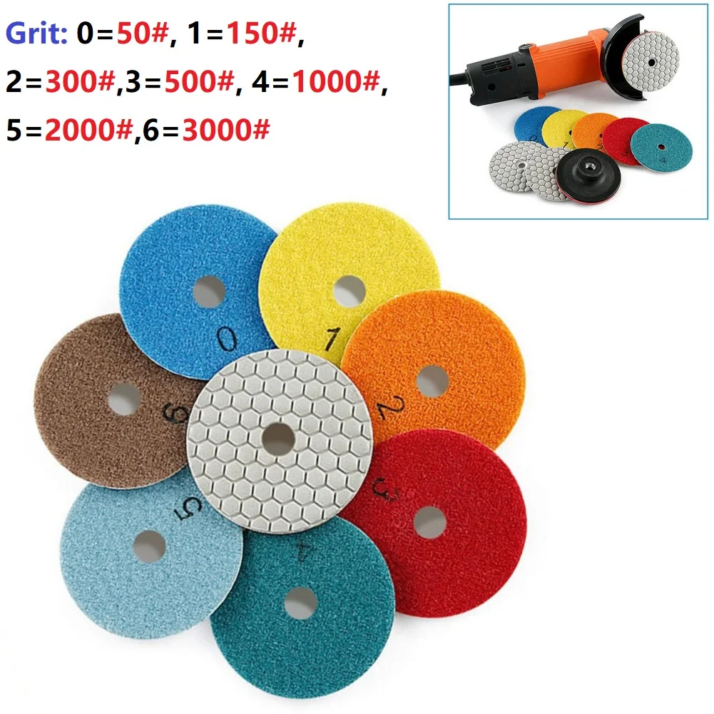 Diamant suchý leštění blok 50-3000grit pružné broušení kolo 3inch80mm žula mramor kámen beton brusné disk brusný nářadí