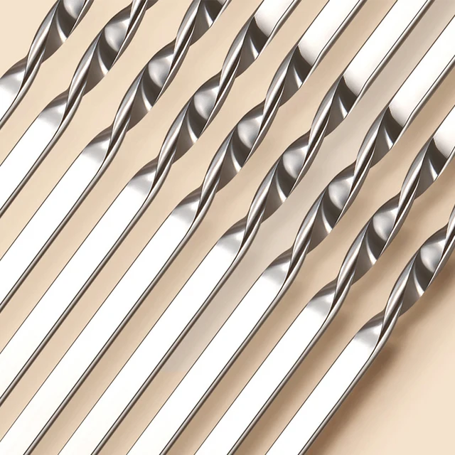 10Db Bbq Nyársai Hordozható Lapos Grillező Nyárs Rozsdamentes Acél Újrahasznosítható Könnyen Tisztítható Kültéri Kemping Grill Kiegészítők - Image 5