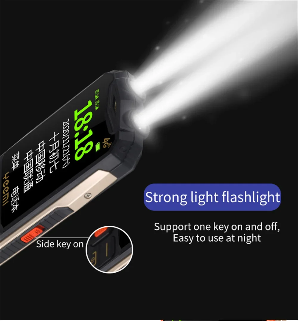 YeeMI K1+ 4G Rugged Waterproof Full Band Feature Phone 2.4Inch SOS Button Big Loudspeaker LED Light 1500mAh Battery Mobile Phone