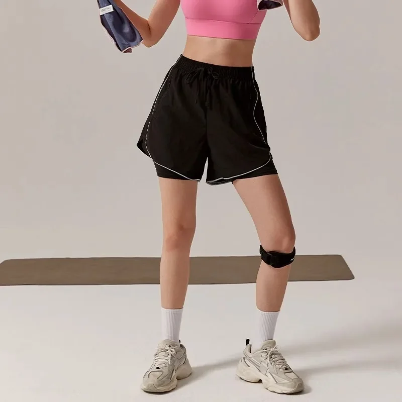 Trunks Women's Spring New Anti-exposure Two-piece Illusion Fitness Training Pants Pullover Running Pants For Skateboarding
