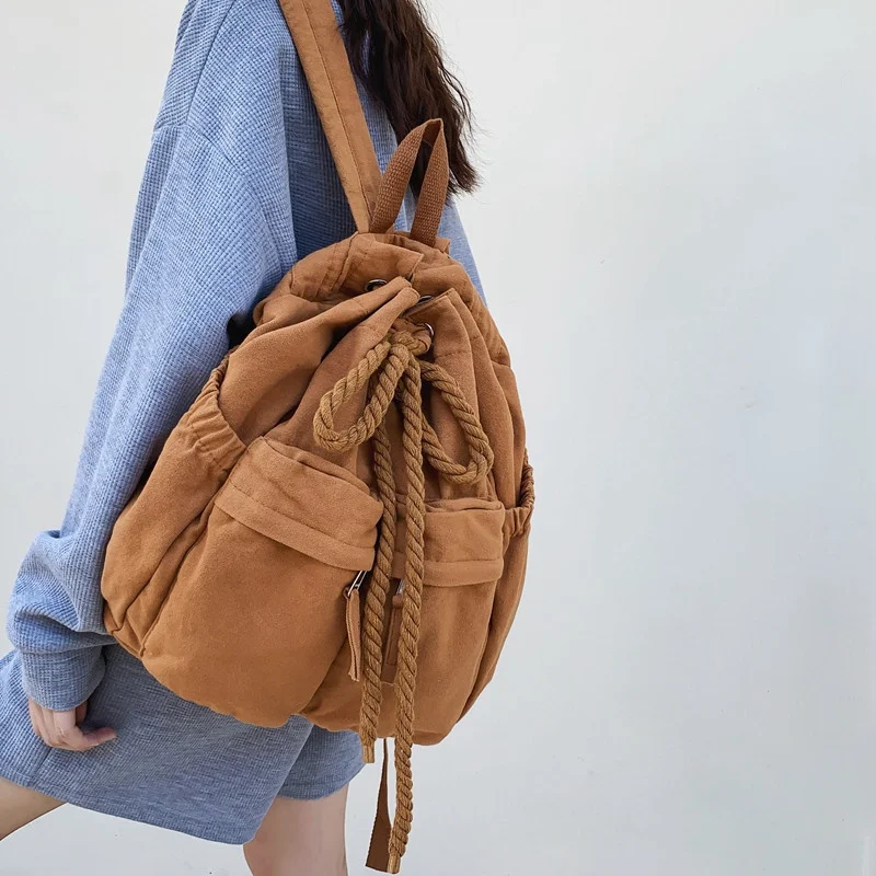 

Drawsting Designer Women Backpacks Large Capacity Rucksack School Bag Casual Canvas Travel Shoulder Daypack bolsas