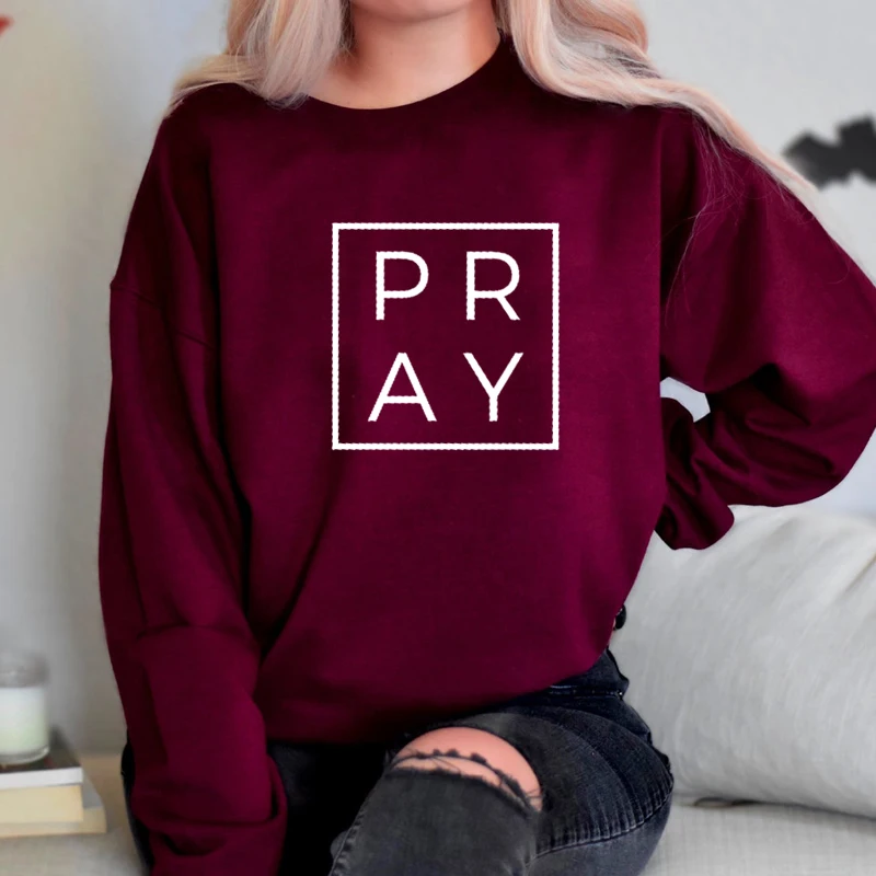 Pray Box Printed Women Religious Clothes Streetwear O Neck Hoodies  Christian Jesus Faith Sweatshirt Ladies Jumpers Dropshipping - AliExpress