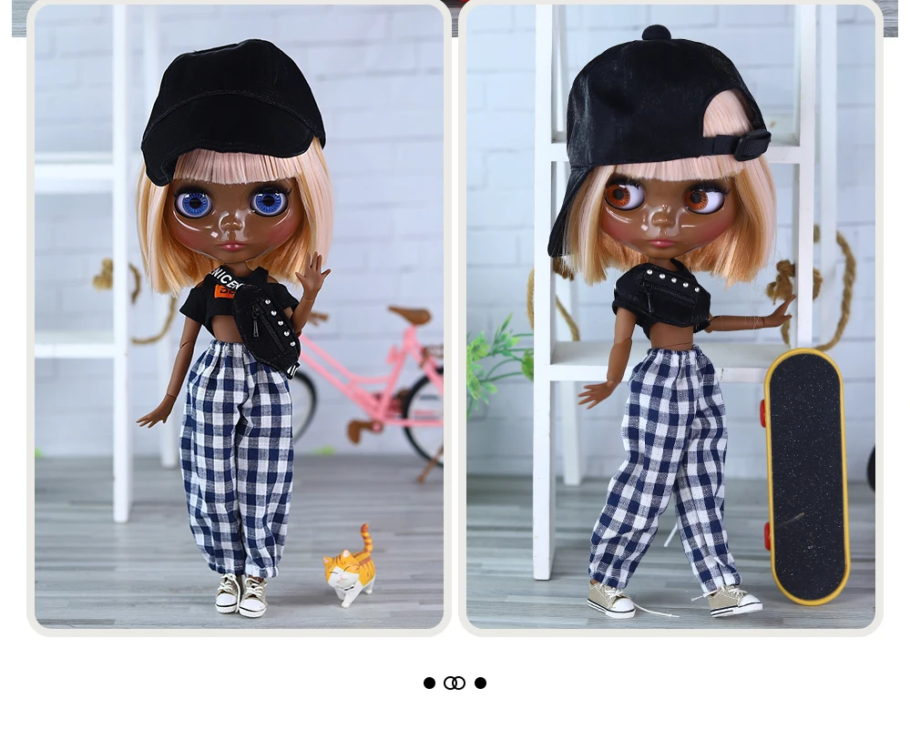 Nevaeh – Premium Custom Neo Blythe Doll with Multi-Color Hair, Black Skin & Shiny Cute Face 5