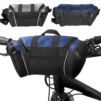Borsa piccola da manubrio per bicicletta, pratica borsa anteriore da bici, custodia portaoggetti con tracolla, piccola borsa a barilotto per bici da montagna e da strada