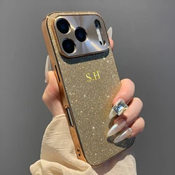 Personalized Sparkling Glitter Phone Case with 3D Gold Foil Stamping - iPhone 15 Pro (Gold)