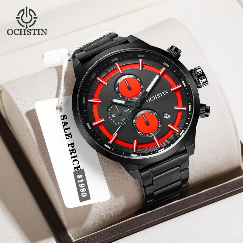 OCHSTIN Men's Watch Brand Luxury Waterproof Luminous High Quality Steel Strap Men's Quartz Watch Quartz Movement Business Watch