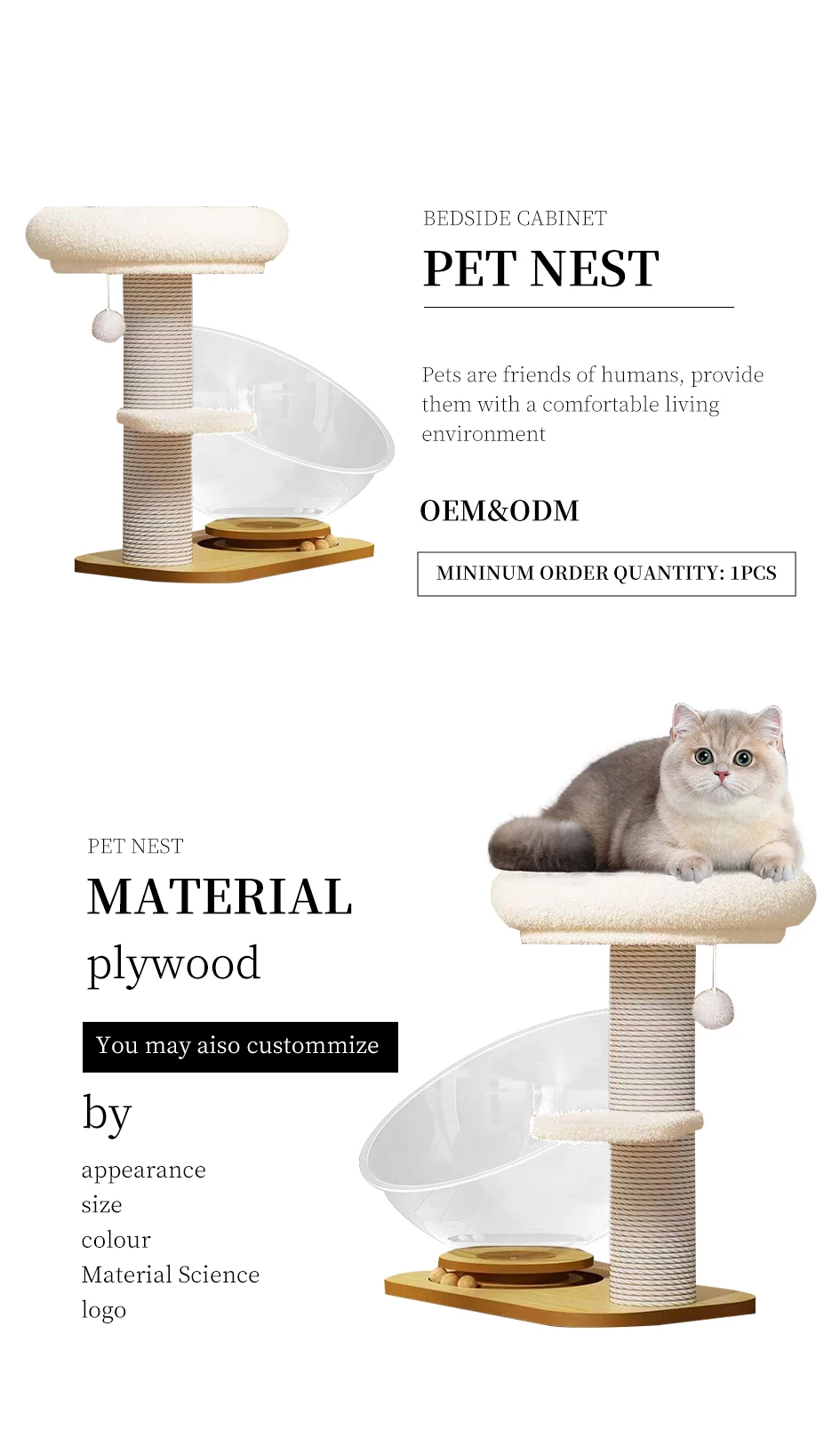 Customized Cat Climbing Frame With Spacecraft And Scratching Pole_voghion.com