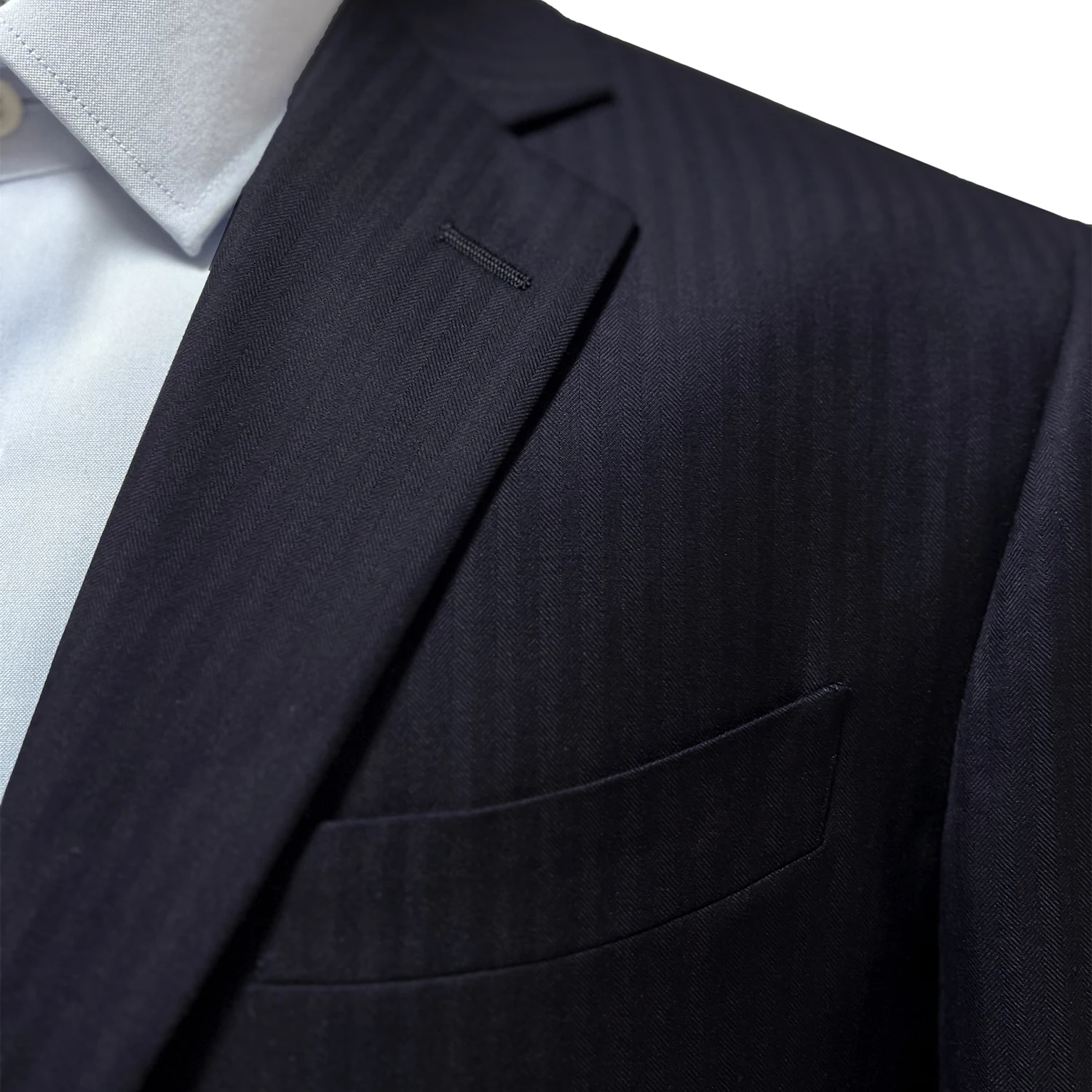 Tailored Suits Luxury 100% Wool Super 110 Business Suits Tailor Made Suits Midnight Blue Herringbone Custom Made Suits For Men