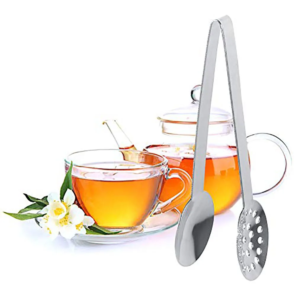1pcs Stainless Steel Tea Bag Squeezer Tongs Strainer Grip Round Tea Bag Squeezer for Kitchen Tool Lemon Slice Clip