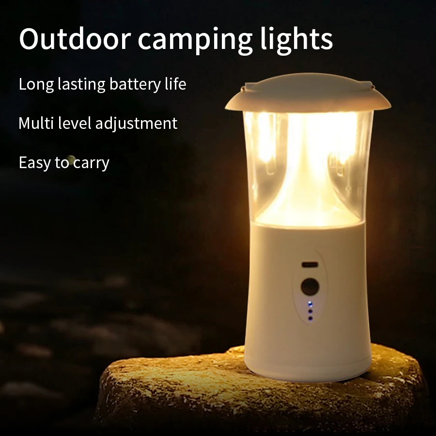 LED Outdoors Camping Lights Dimming Stepless Camping Lamp USB Rechargeable Waterproof Hanging Camping Lighting Fixtures