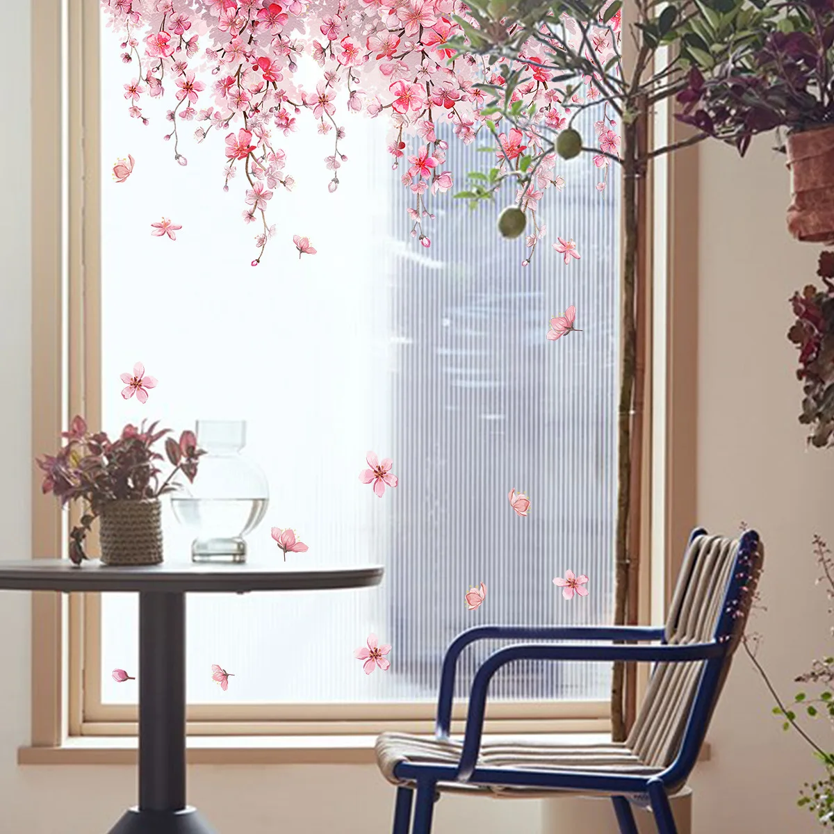Wall Sticker 1 Set Pink Flower Static Window Stickers Diy Wallpaper Festival Home Decor Crafts Window Cling