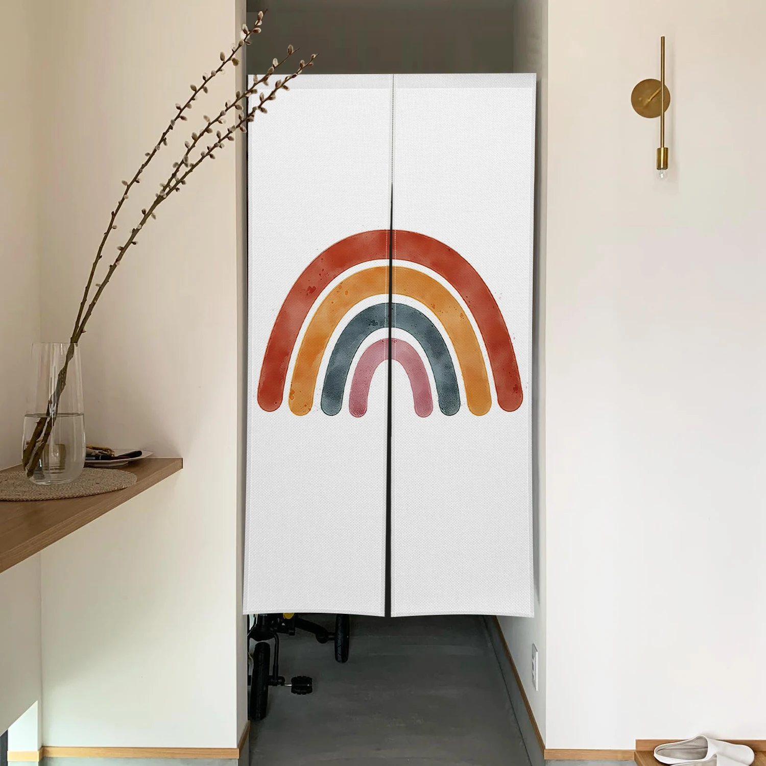 Colorful Texture Rainbow Japanese Door Curtain Bedroom Living Room Partition Entrance Hanging Blackout Half Curtain Noren 5