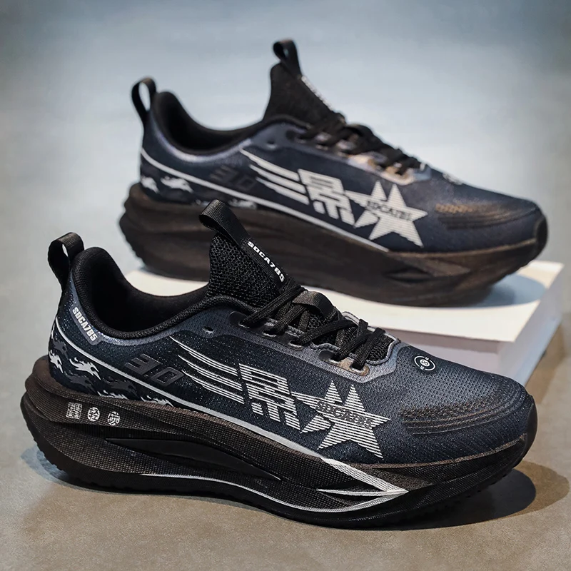 Men's Casual Low-Top Sneakers - Breathable Fabric Sneakers with Arch Support and Cushioned Soles, Suitable for All Seasons, Running and Fitness Shoes, Available in Various Colors, Lace-Up Design Suitable for Casual Wear and Sports - All-Terrain Comfortable Men's Sneakers