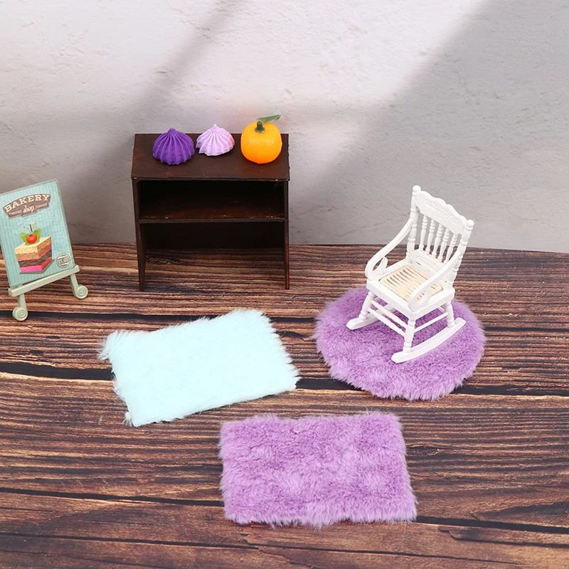 Tanio 1pc Hairy Mini dywan dla Dollhouse miniaturowe pluszowe dywan