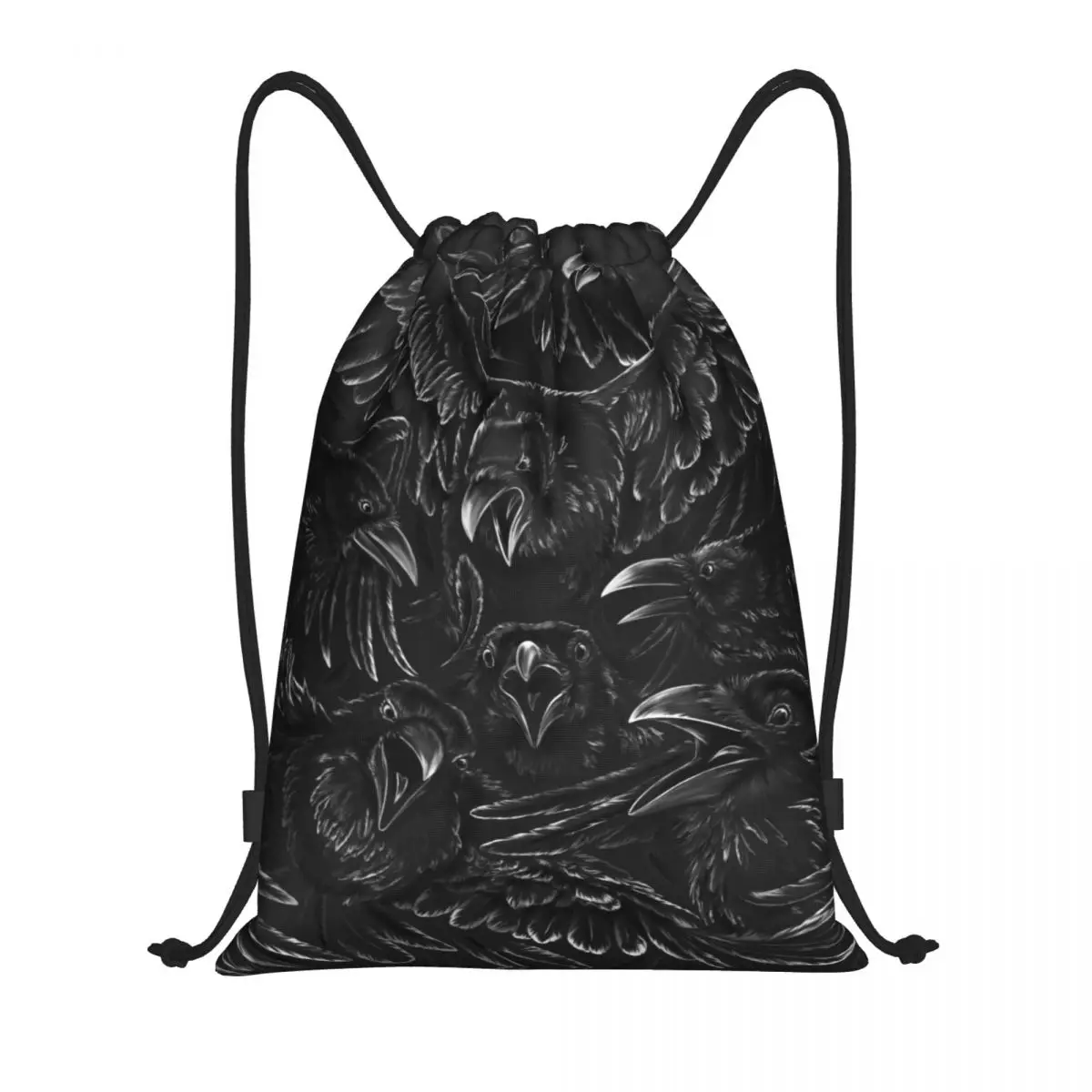 

Raven Rage Drawstring Backpack Sports Gym Bag for Women Men Halloween Witch Gothic Scary Crow Training Sackpack