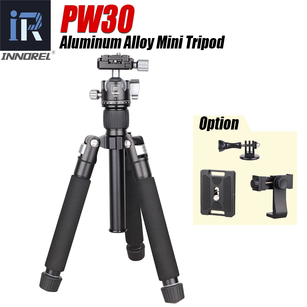 Mini Tripé para Câmera Dslr Celular Gopro Alumínio Portátil Desktop Tripé Baixa Gravidade Ballhead Carga 10kg Innorel-pw30