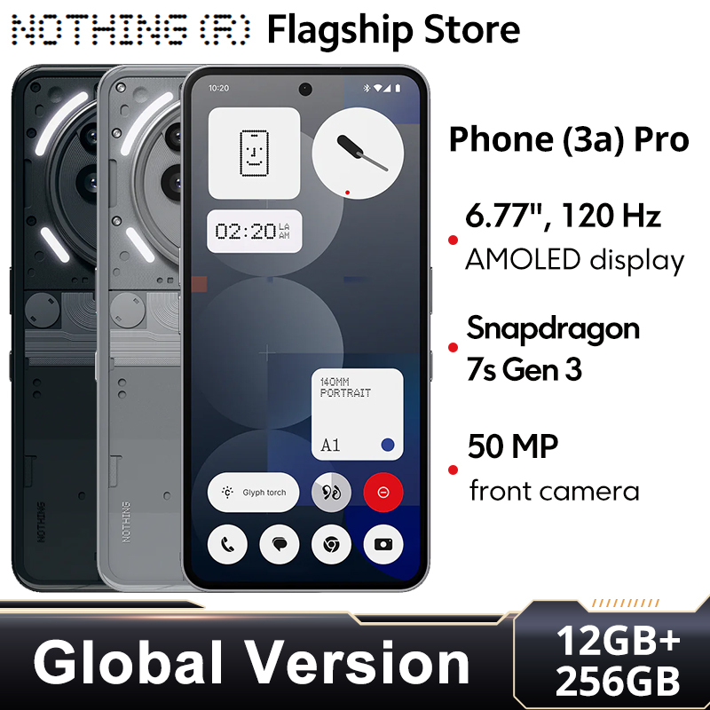 Nothing Phone (3a) Pro 5G Global Version Smartphone Snapdragon 7s Gen 3 NFC 6.77” Flexible AMOLED Diaplay 50W Battery 50W Charg