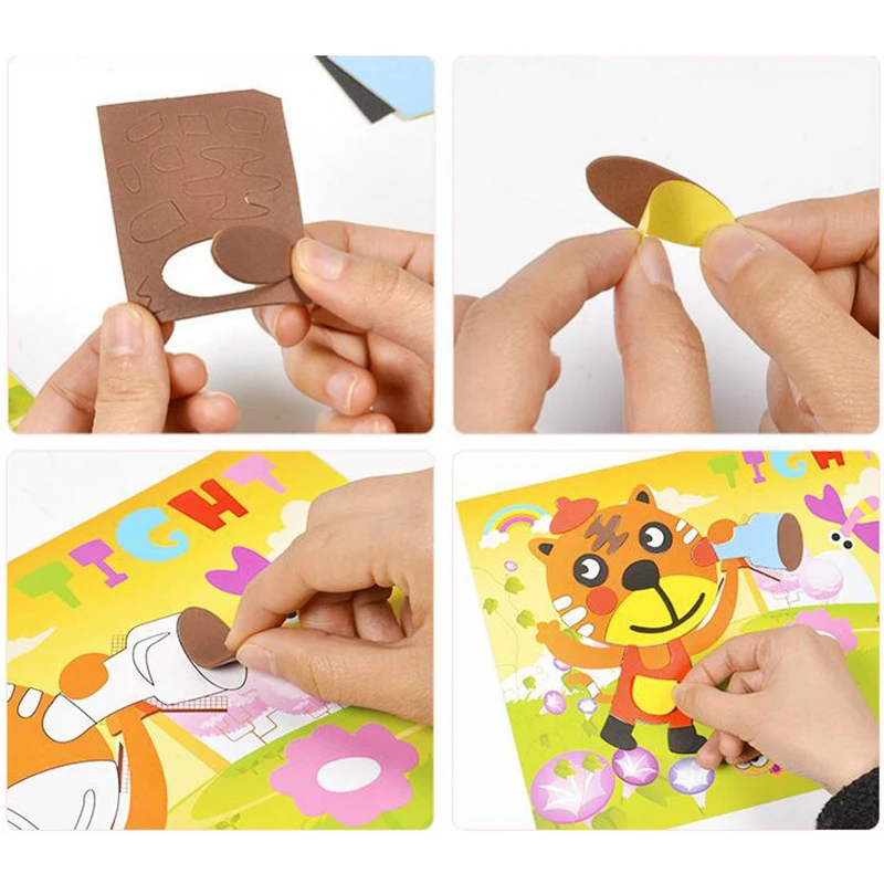 10/5Pcs 3D EVA Foam Sticker Puzzle Game DIY Cartoon Animal Learning Education Toys For Children Kids Multi-patterns Styles GYH 2