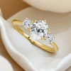 3CT Pear Cut Moissanite Rings for Women 14K Yellow Gold Wedding Band 3pcs D/VVS Stones Luxury Anniversary Custom Gift 4