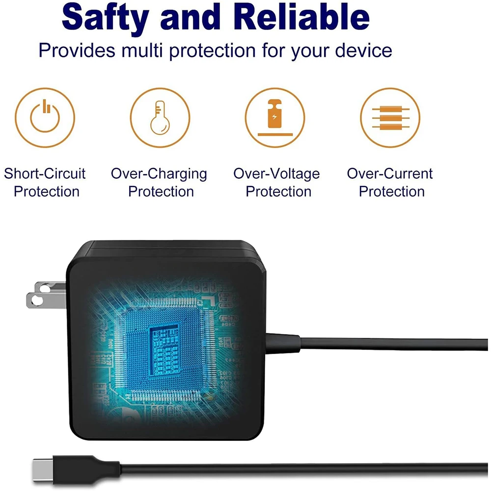 65W USB C Power Adapter Type C Power PD Wall Fast Charger For Mac Book Pro Dell Latitude Lenovo Huawei Matebook HP Laptops laptop charger power adapter