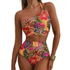 Floral High-Waisted Bikini Set, 2-Piece Printed Tummy Control Swimsuit