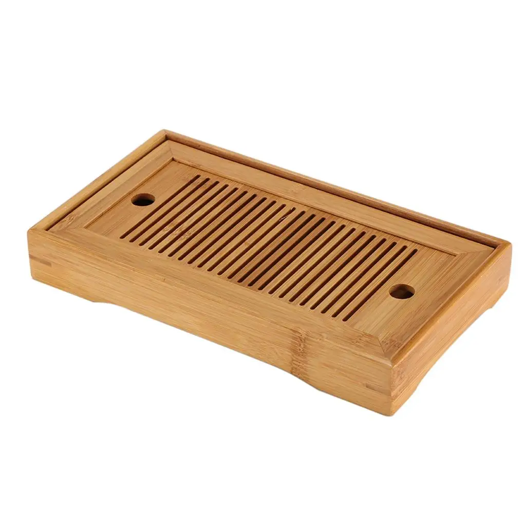 Tea tray Tea Tray Water Drain Rectangle Shape Chinese Solid Serving Table Saucer Household Teaware Board for Teahouse Ceremony wooden serving tray