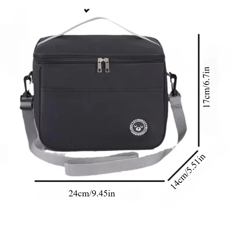 Large-capacity hand-held with shoulder strap insulated lunch bag student thickened waterproof lunch bag
