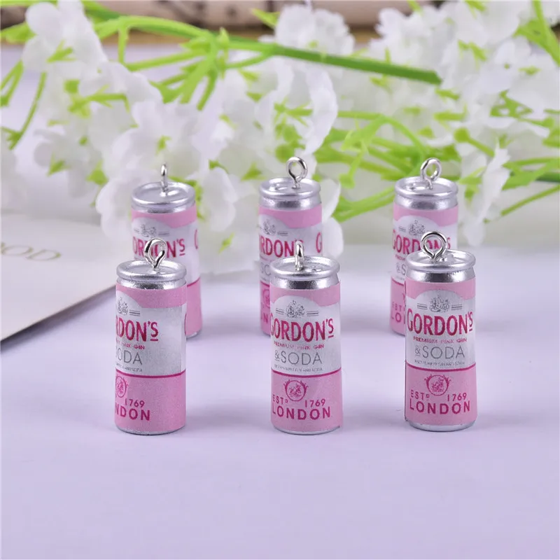 10 teile/paket Rosa Alkohol Dosen Harz Charms für DIY Ohrring Schmuck Finding 10*24mm