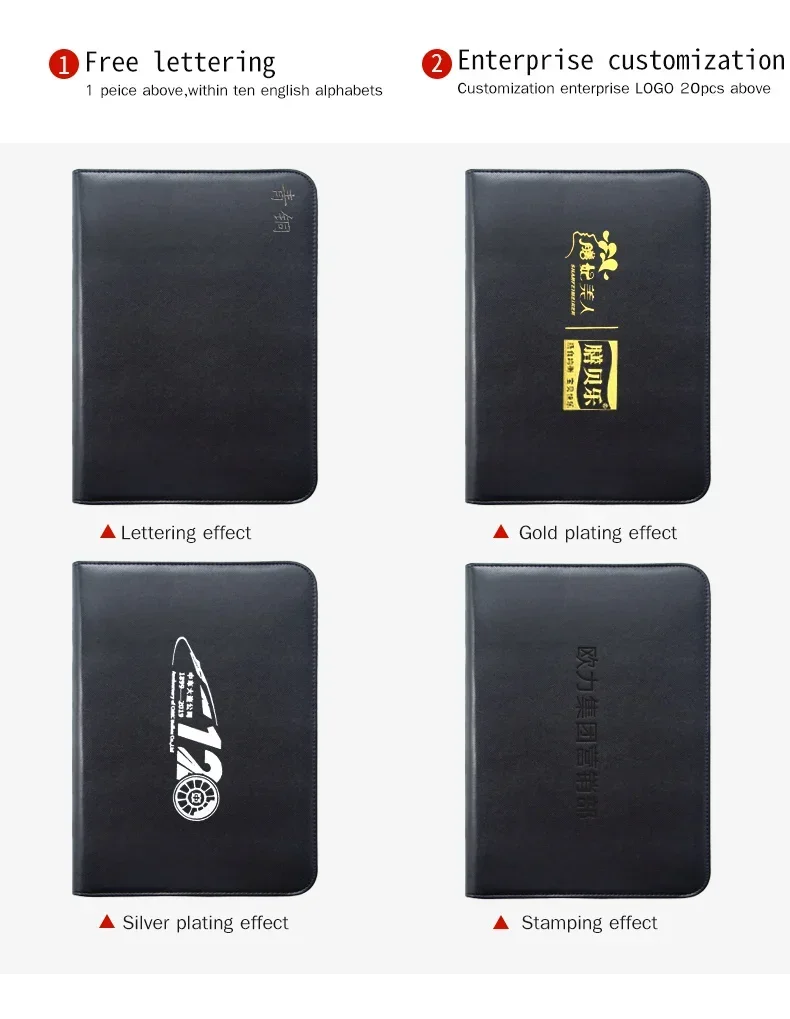 지퍼 공급 파일, 사무실 Padfolio 폴더 포함, PU 가죽, 맞춤형 학교 문서