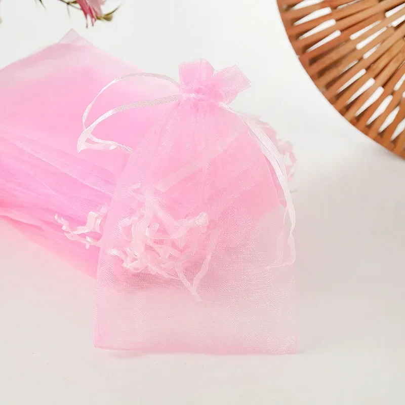500/1000pc Sacchetti con coulisse in organza 7x9 9x12 10x15 13x18cm San Valentino Pasqua Festa di nozze Confezione regalo Borsa Sacchetti per gioielli