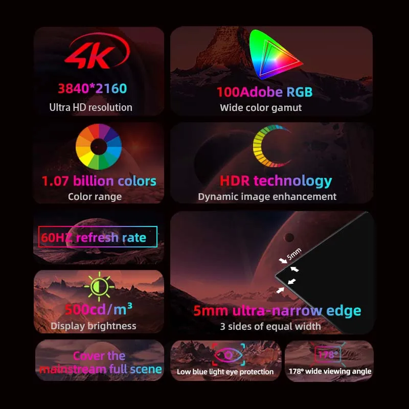 ޴ ÷ , ǻ ֺ, XBox PS4 / 5 ġ, ޴ PC Ȯ, 3840*2160, 15.6 ġ, 500cd/m, 16: 9