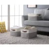 Three Large Linen Storage Baskets with Handles, Which Are Durable and Easy-to-clean Fabric Storage Baskets. 2