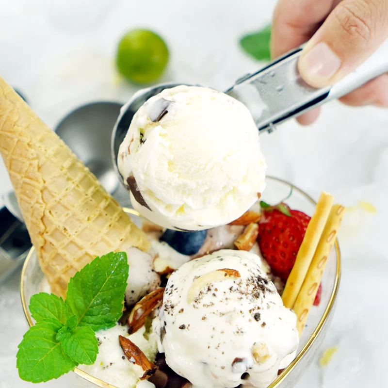 Ice Cream Scoop Stainless Steel Ice Cream Spoon Metal Kitchen Icecream Scooper Melon Fruit Baller Cookie Spoon Kitchen Gadgets