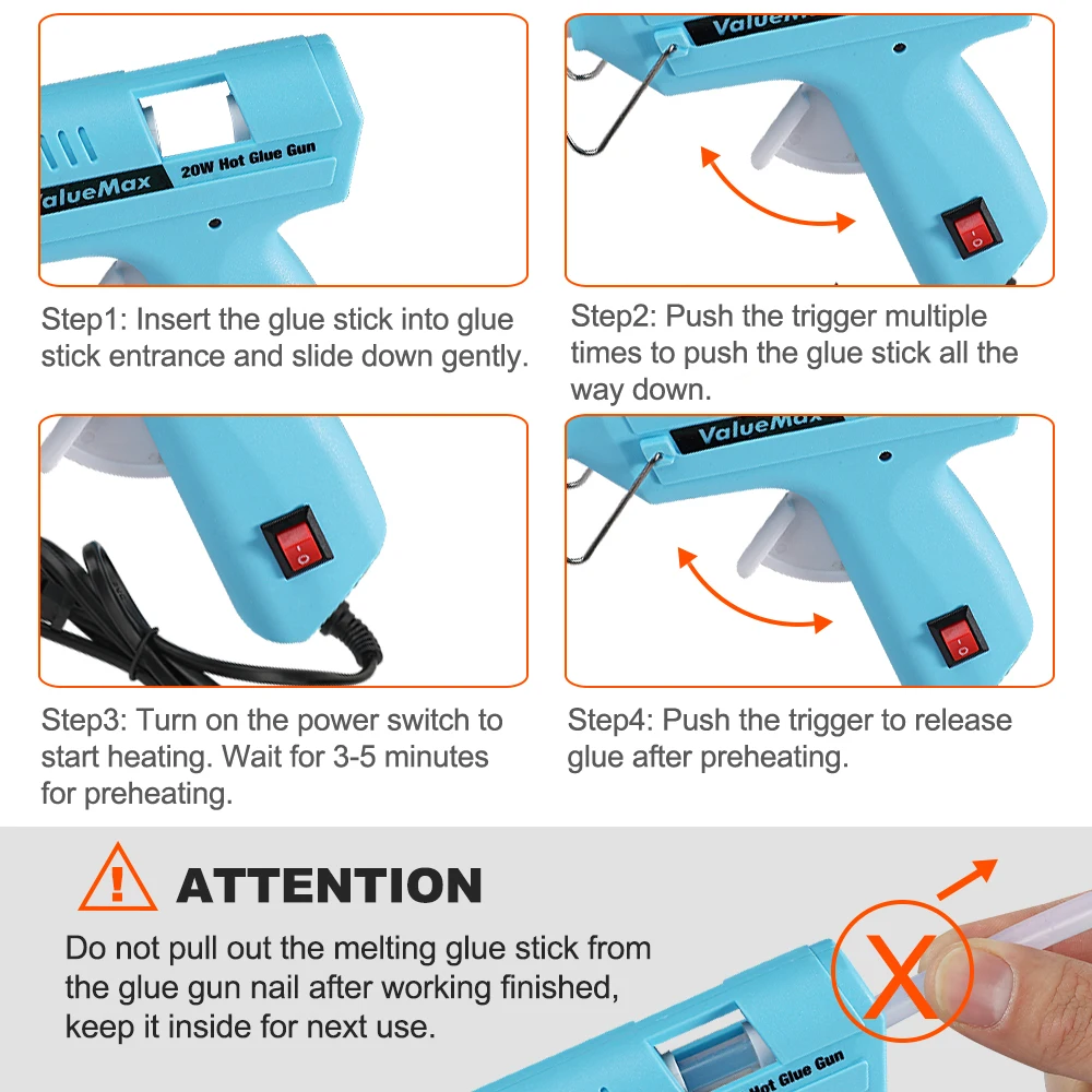20W Hot Melt Glue Gun for Home DIY Quick Repair Mini Glue Gun Tool With 20 PCS 7MM Sticks Hot Melt Glue Gun Hot Glue Gun