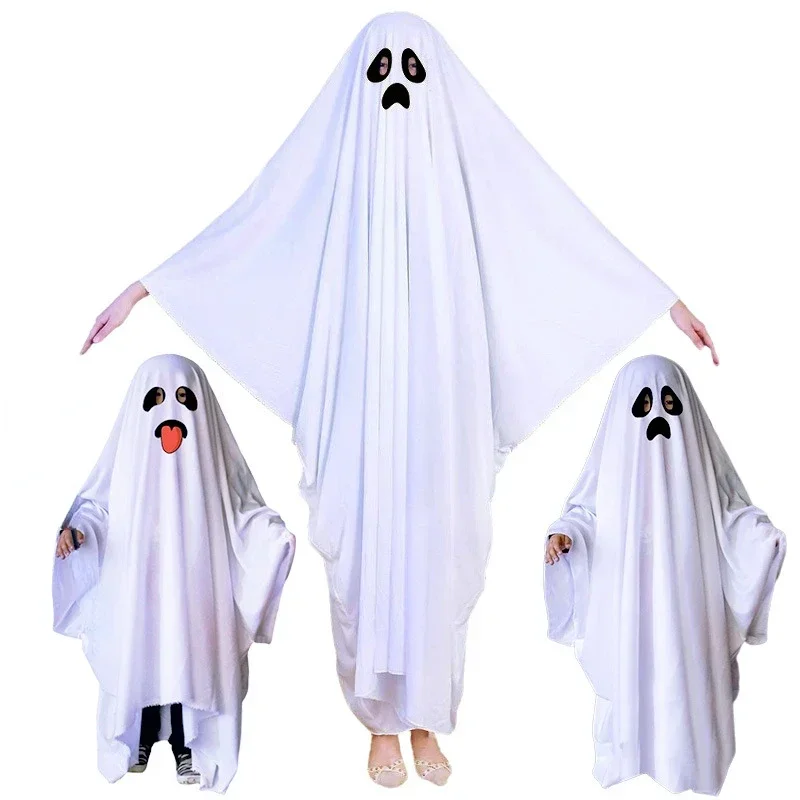 Halloween Ghost Costume Cosplay Bambini Adulto Masquerade Ghost Cape Holiday Funny Dress Up Halloween Party Clothes Gift