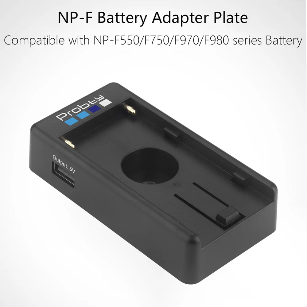 Probty DSLR Camera Clamp NP-F Battery Adapter Plate for Sony NP-F Type Batteries 8.4V/7.4V Output Port DC 5.5x2.1mm camera clamp,battery adapter plate