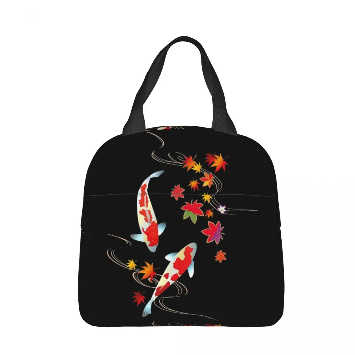 

Japanese Koi Fish Insulated Lunch Bag High Capacity Autumn Leaves Meal Container Cooler Bag Tote Lunch Box Travel Men Women