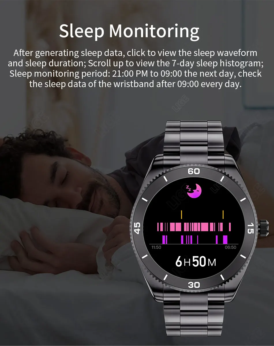 LIGE 2022 New Smart Watch Men Full Touch Dial Call Fitness Tracker IP67 Waterproof Multifunction Steel Strap Men Smartwatch+BoxLIGE Call Smart Watch Men Full Touch Screen Sport Fitness Watches IP67 Waterproof Multifunctional smartwatch For Android ios+Box