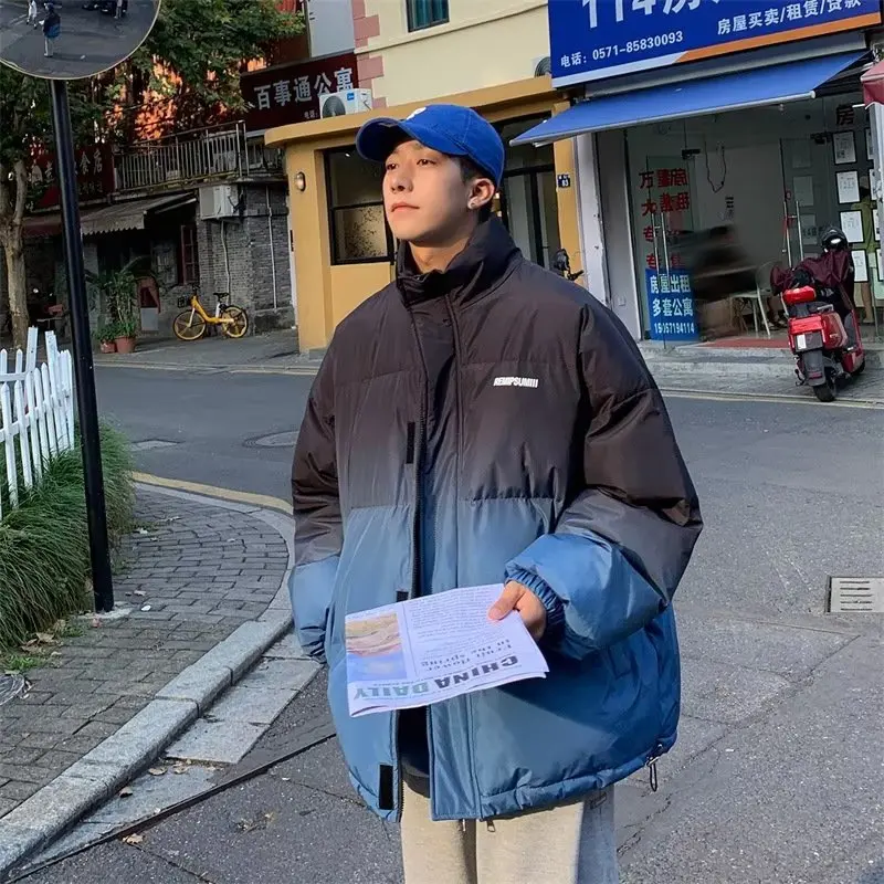 Gradient Down Cotton Jacket Men's Trendy Brand Winter Korean Jinjiang Jacket Men's Thickened Cotton Jacket Winter Clothing